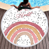 Lofaris Black Dots Watecolor Rainbow Print Round Beach Towel